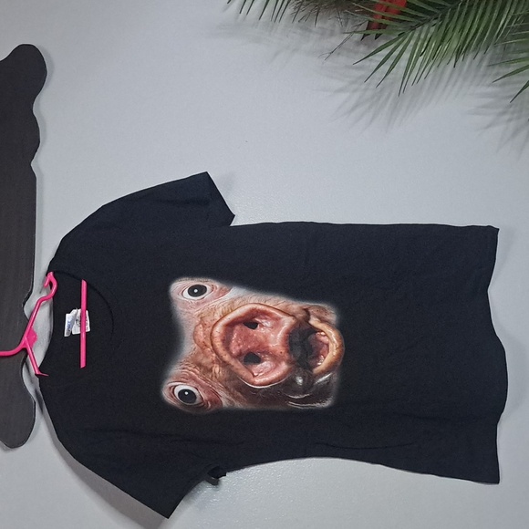 Funny Surprised Pig Face Meme Big Roll Hog Piggy Face T-Shirt Sz XS New - Picture 2 of 5